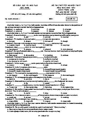 Đề thi thử Tốt nghiệp THPT môn Tiếng Anh - Mã đề 323 - Năm học 2020-2021 - Sở giáo dục và đào tạo Bắc Ninh (Có đáp án)